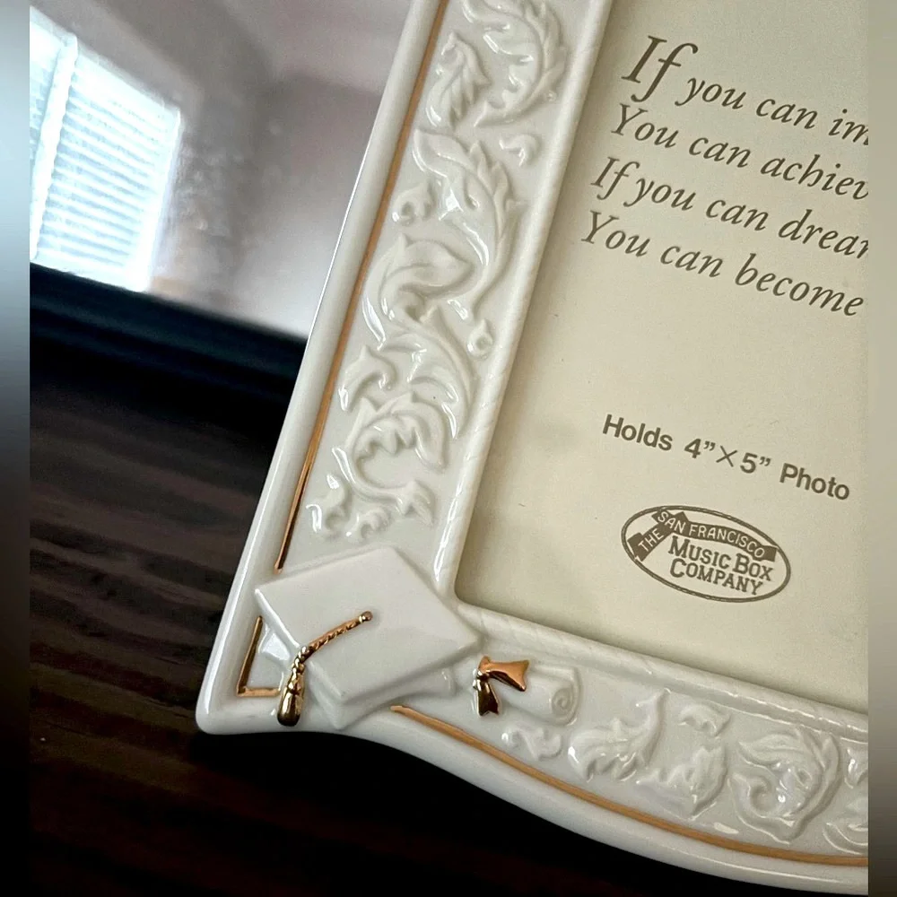 Musical San Francisco Porcelain Graduation Frame. “Pomp and Circumstance” Ivory